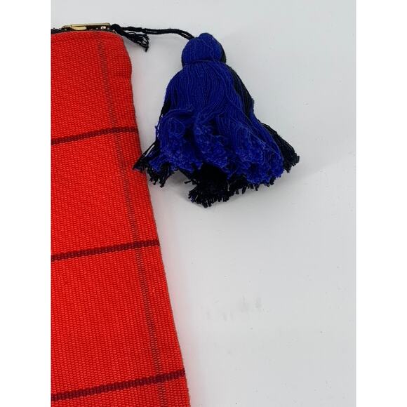 PROUD MARY Women's Orange Windowpane Tassel Clutch Wallet SZ OS - Picture 4 of 10